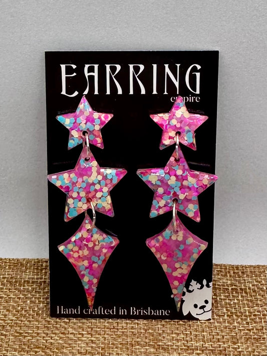 Pastel Confetti Glitter Star Shape Earrings